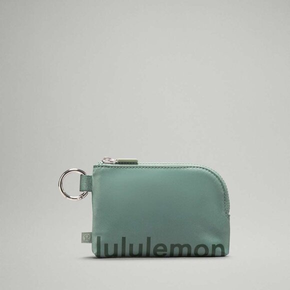 NWT Lululemon Clippable Card Pouch, Grey Eucalyptus/Rainforest Green - Picture 1 of 7